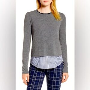 Bailey 44 Women Gray Manchester Layered Look Sweater Size XS